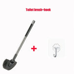 brosse wc acier inoxydable gris bristles noirs moderne adhésif crochet long manche