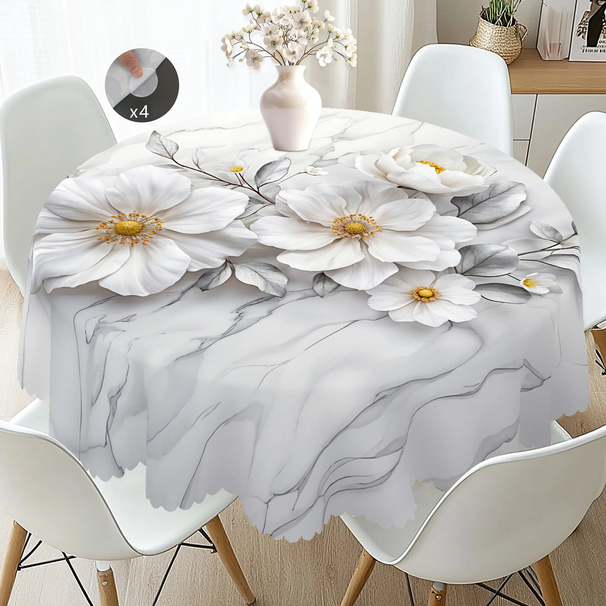 nappe polyestre imperméable fleurs blanches moderne blanc gris dentelée mariageextérieur