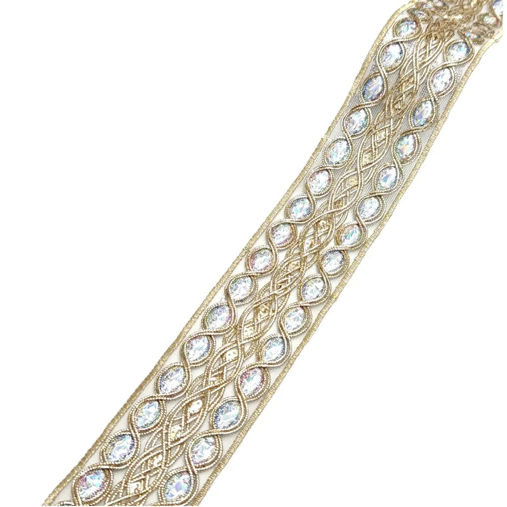 ruban brodé fleurs doré blanc bleu vert rose élégant couture artisanat rideaux franges accessoire