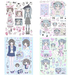 stickers kawaii personnages mignons chats coeurs papillons panda floral rose gris blanc bleu vert
