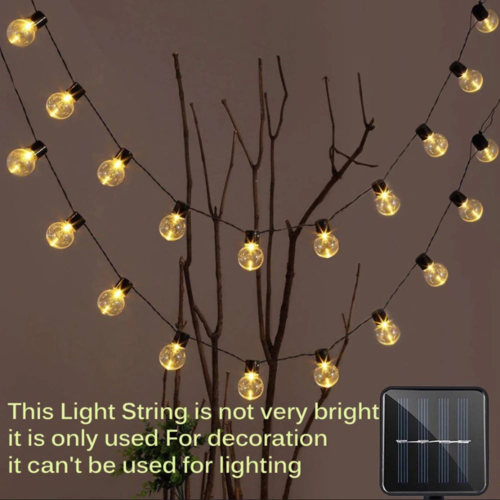 guirlande lumineuse solaire moderne 10m 38 ampoules blanc noir boules sphériques translucentes festive extérieure