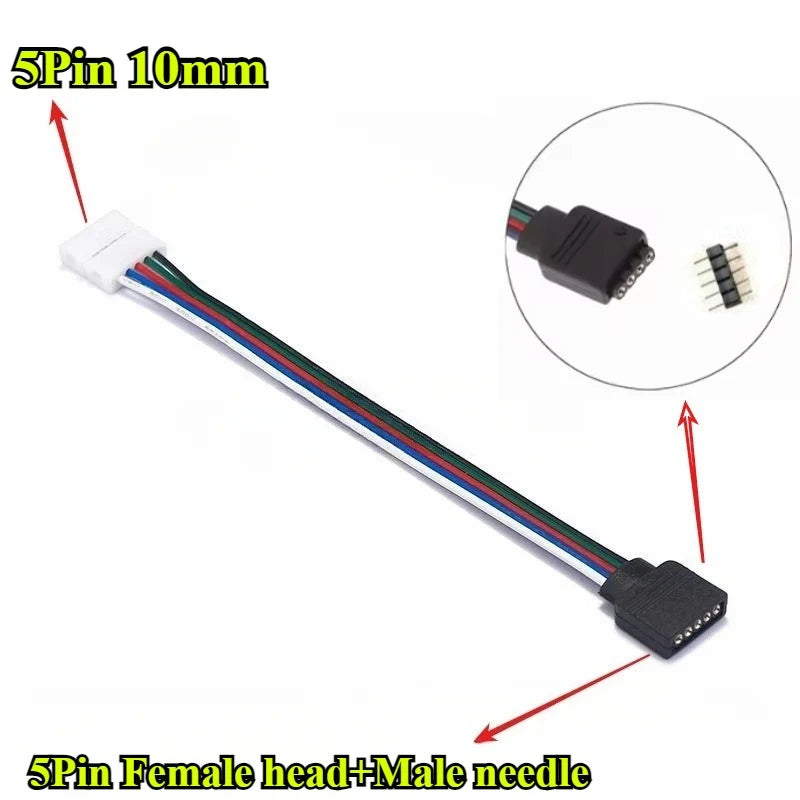 connecteurs led rgb broches noir blanc plat modernes 24v lvd pvc