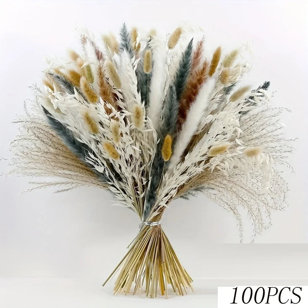 bouquet graminées séchées pampas blondes beiges vases décor maison anniversaire mariage