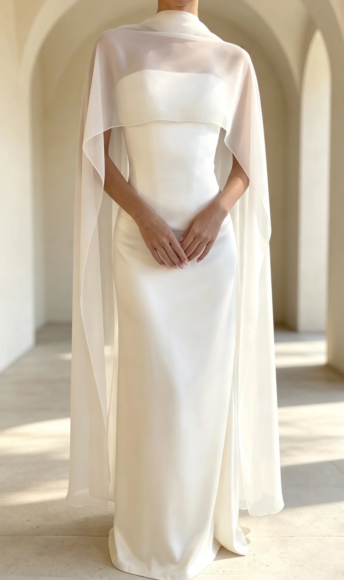 cape mariage transparente polyester élégante plage cérémonie cocktail soirée echangement