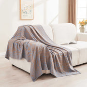 couverture plaid floral abstrait violet marron gris contemporaine tissée décoration lit canapé chambre