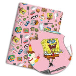 coussin pop art personnages animés bob l'éponge bleu rose polyester