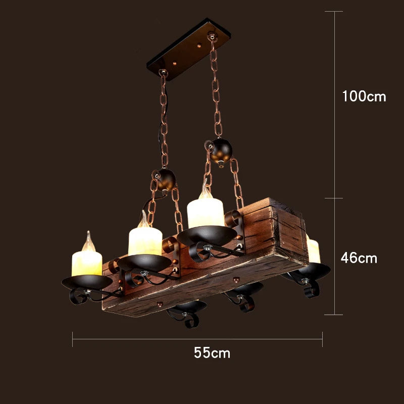 suspension lumineuse bois naturel ampoule filament industriel rustique verre translucide