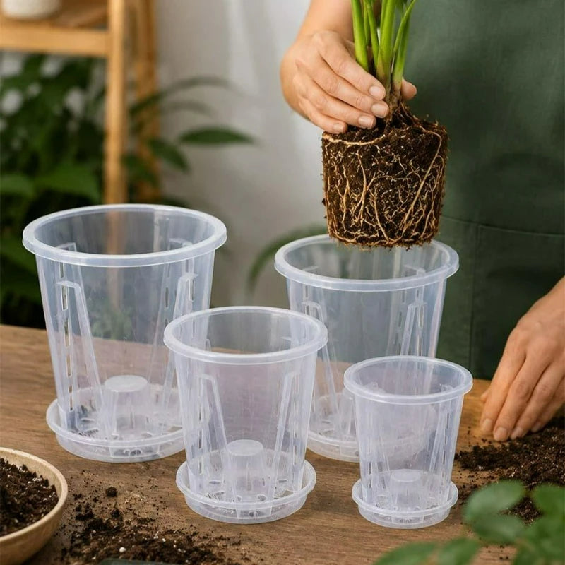 pot plante transparent moderne grille drainage taille moyenne large extra large
