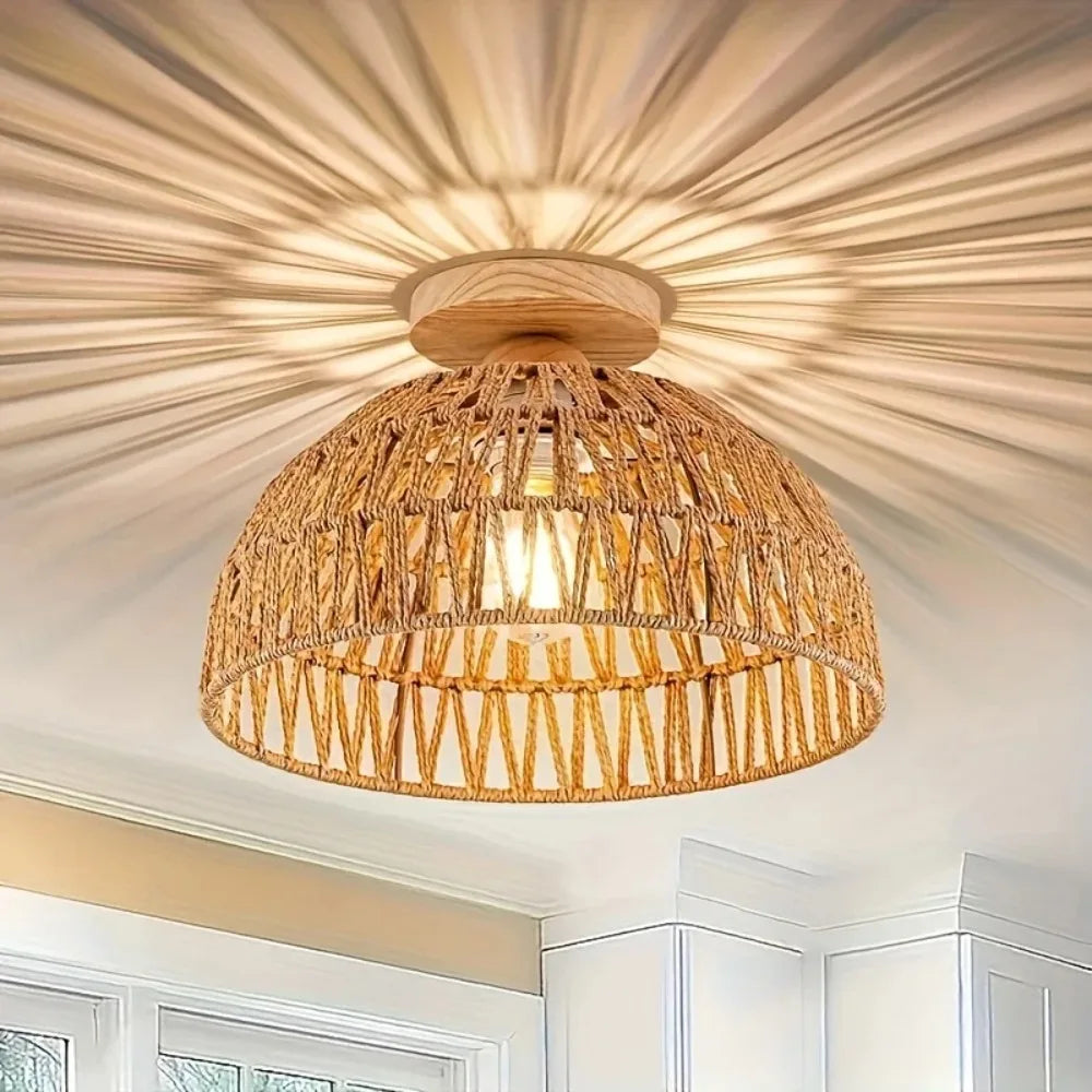 lampe suspendue tressée rotin naturel moderne 30cm 25cm sans ampoule lumière blanche chaude