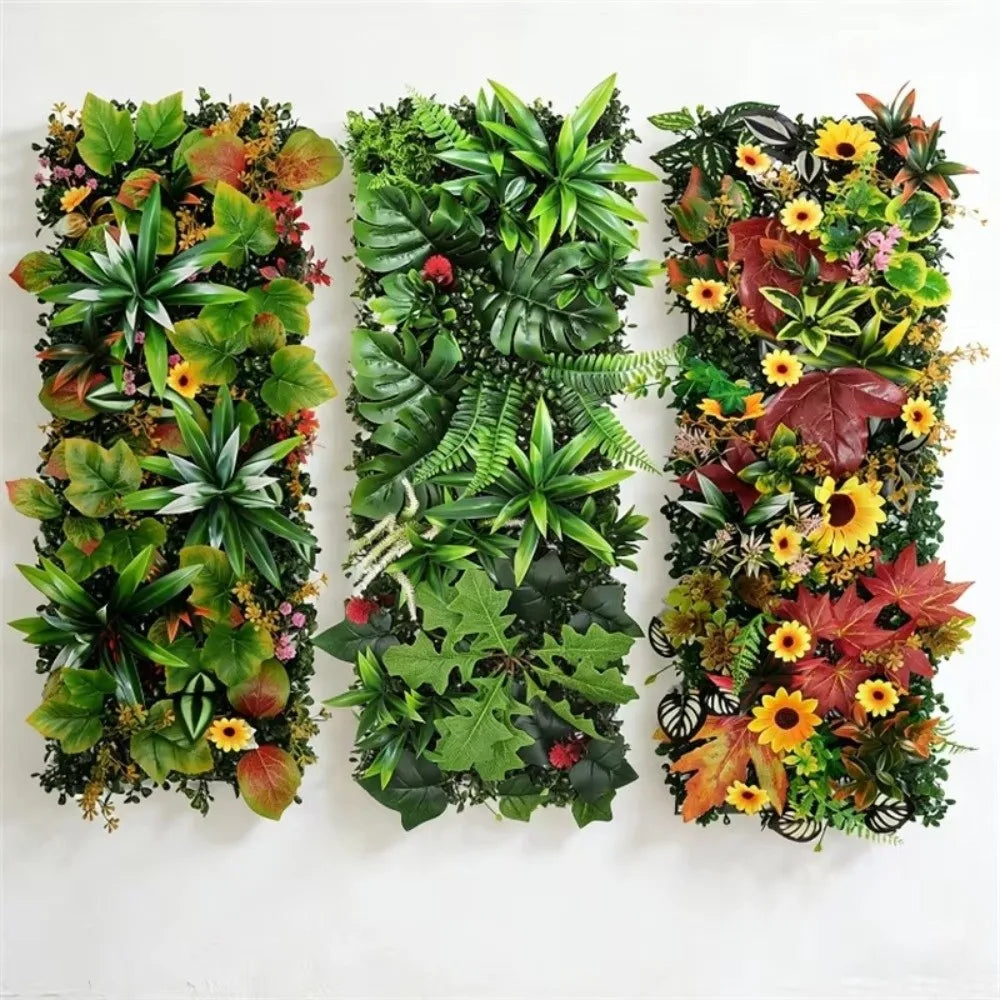 décoration murale plante artificielle feuilles fleurs moderne verte jaune rouge blancintérieur