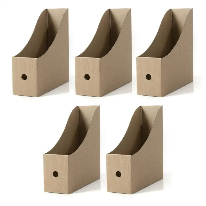 présentoirs documents marron clair carton ondulé minimaliste 26cm 10.24cm 27cm six pièces trou rond