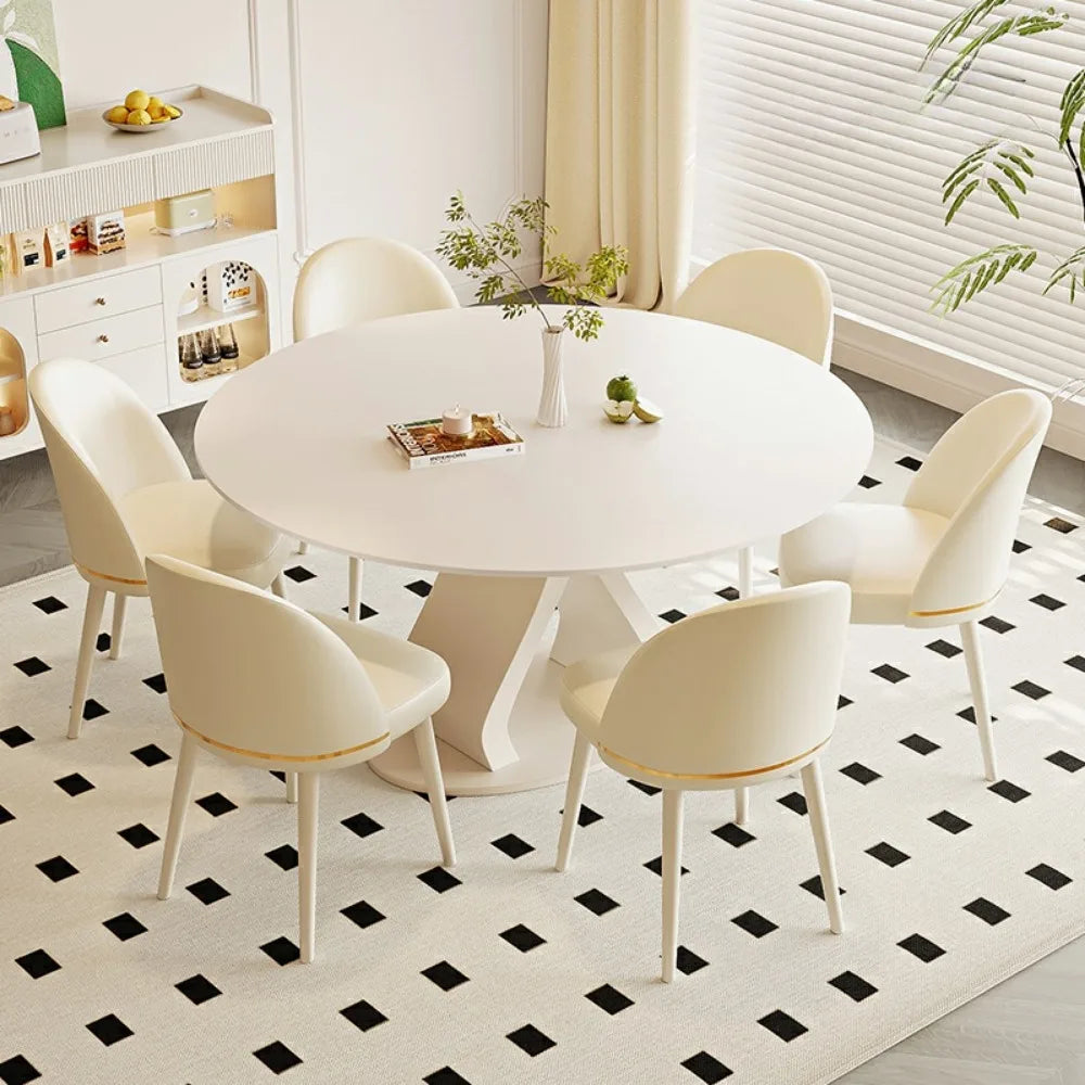 table manger ronde blanche moderne chaises minimaliste intérieur bois blanc