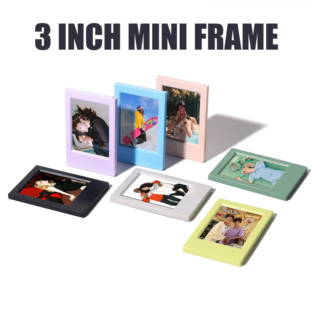cadres photo instantanée pièces couleurs modernes minimaux adhésifs vert rose bleu noir jaune unitaires