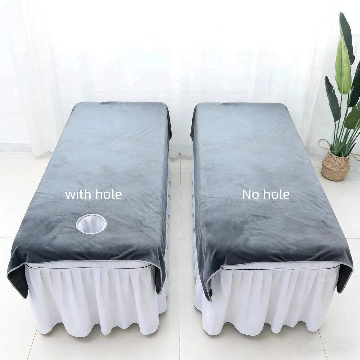 couverture table massage velours drap lit spa salon beauté coton doux couleur unie beige