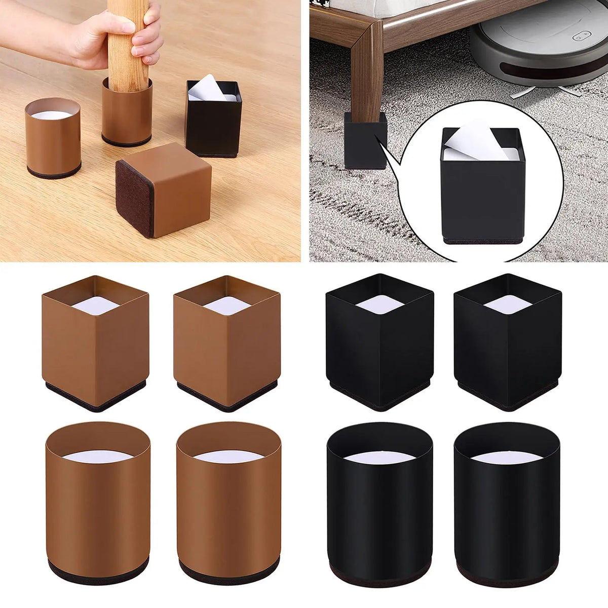protège mebles adhésifs marron noir modernes pieds meubles chaises canapes extensions