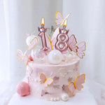 bougies chiffres anniversaire rose glitter couronne piquées decoration festive gâteau