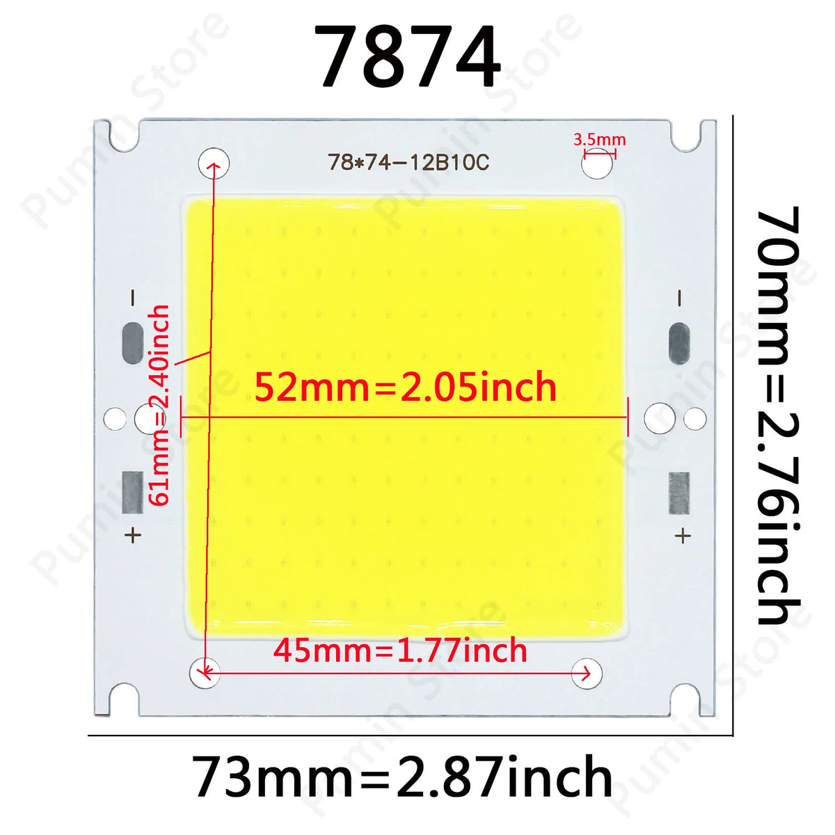 projecteur led source lumiere blanc moderne 50w 3000k 4000k 6000k 73mm 80x56mm