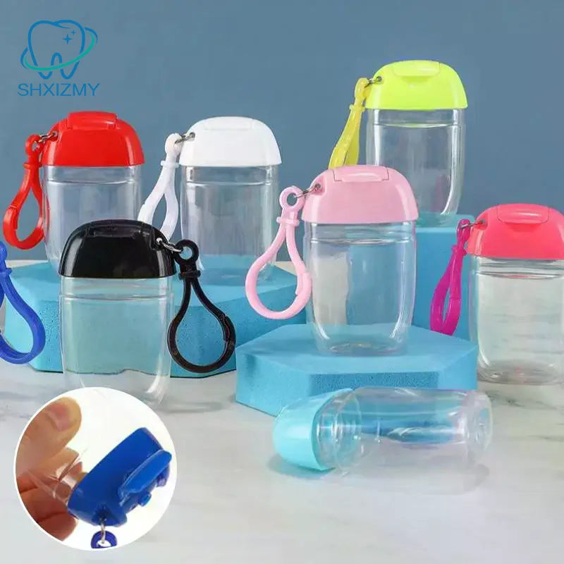 sac voyage bouteilles rangement transparentes couleurs vert bleu rose pratique moderne anneaux fixation