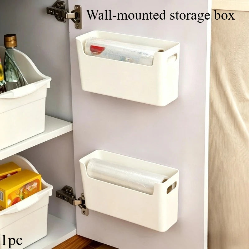 boîte rangement murale blanche pliante adhésive moderne conteneurs cuisine poignées sans bpa