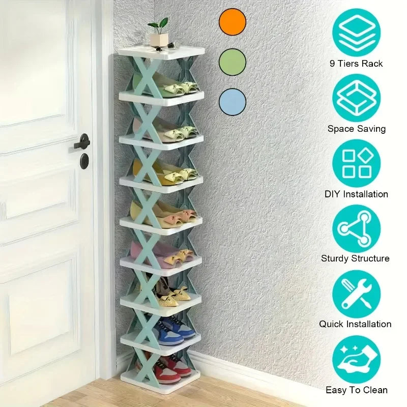 étagère chaussures verticale plastique moderne rangement gain place couloir porte coin