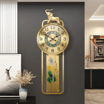 horloge murale moderne or floral asiatique décoration éléphant aiguille métal verre