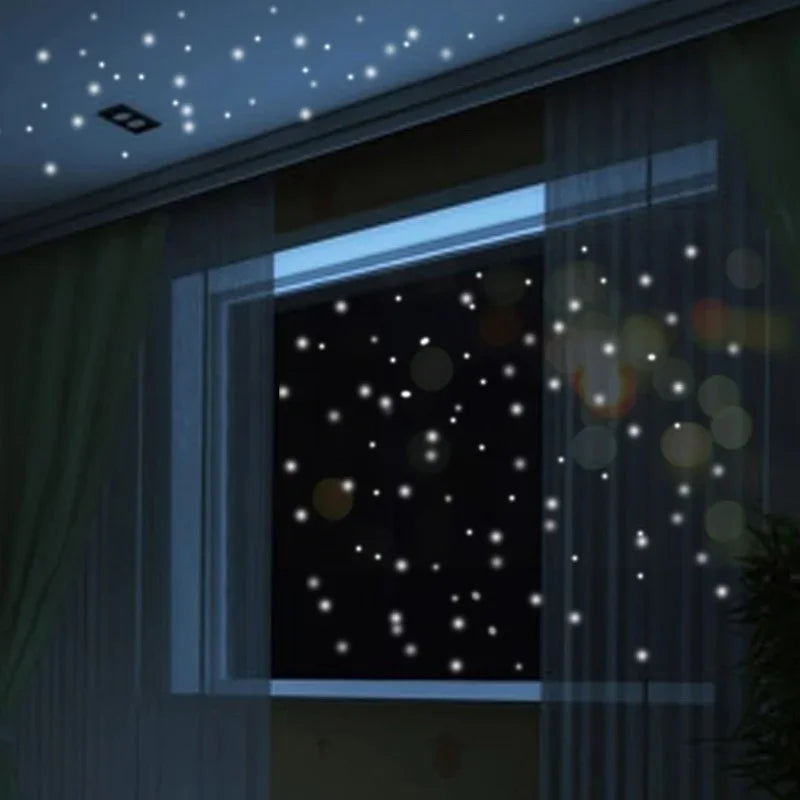sticker mural lumineux étoiles noir blanc décoration chambre enfant moderne fête fluorescente