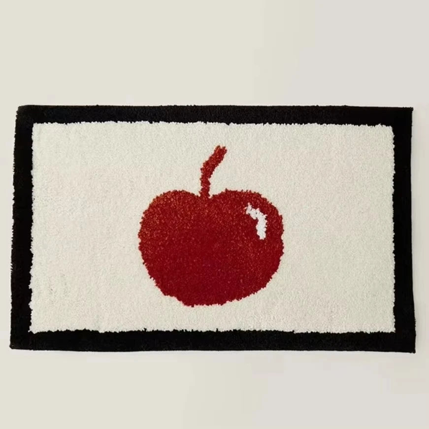 tapis apple motif doux polyester blanc rouge moderne antidérapant intérieur salon chambre