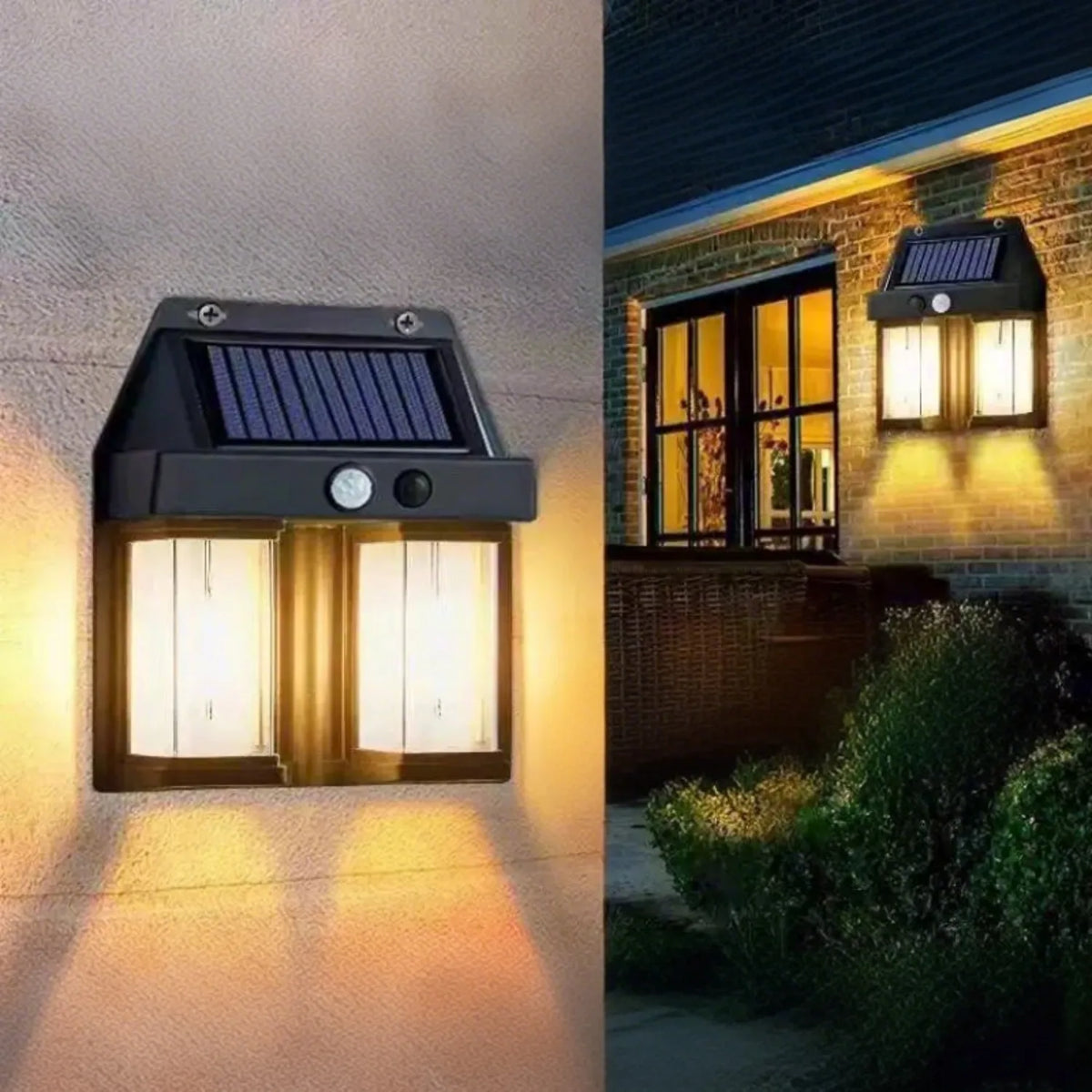 lampe solaire murale noire moderne capteur mouvement étanche modes led