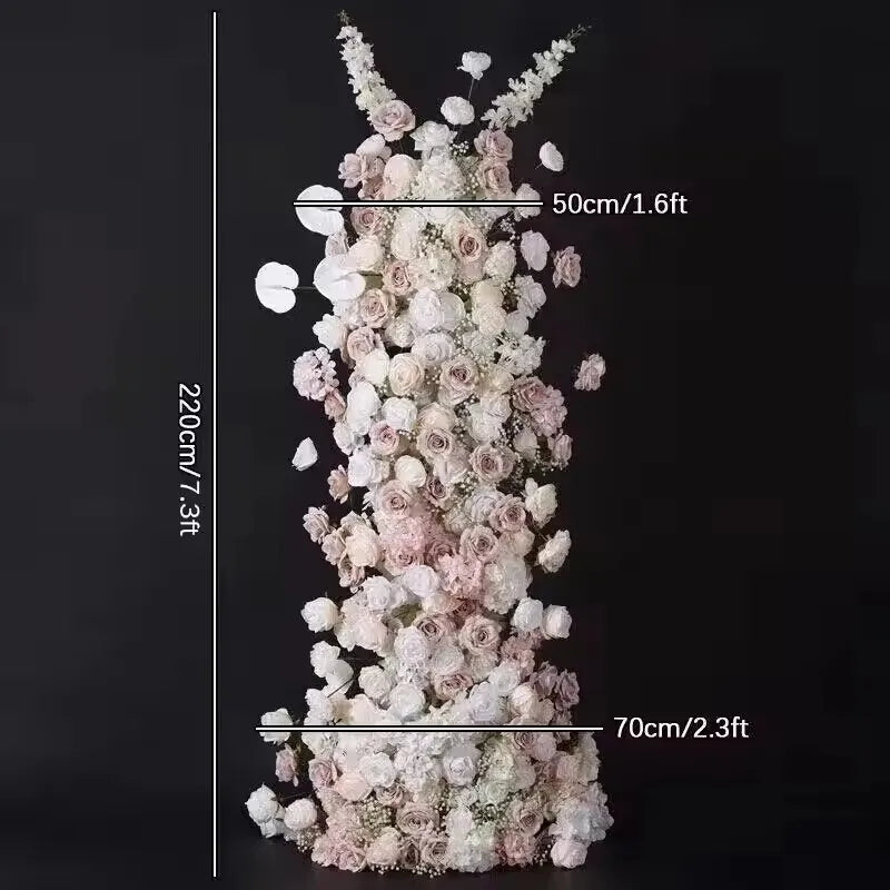 décoration événement mariage extérieur rose soie blanche romantique élégante moderne arches fleurs