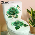 stickers decoratifs fleurs roses vertes violettes adhésifs salle bain decoration maison autoadhésifs blanc