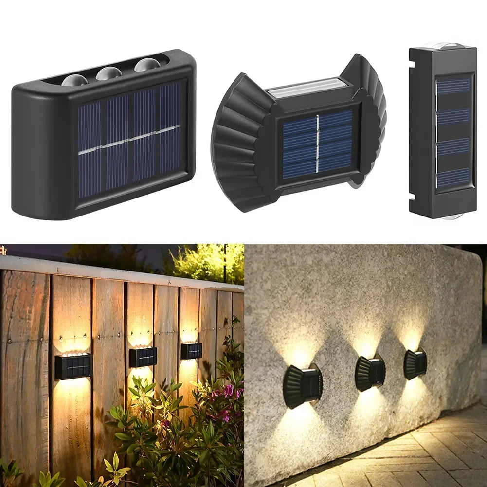 lampe solaire murale moderne ip65 led rechargeable extérieure panneau solaire texturé noir minimaliste