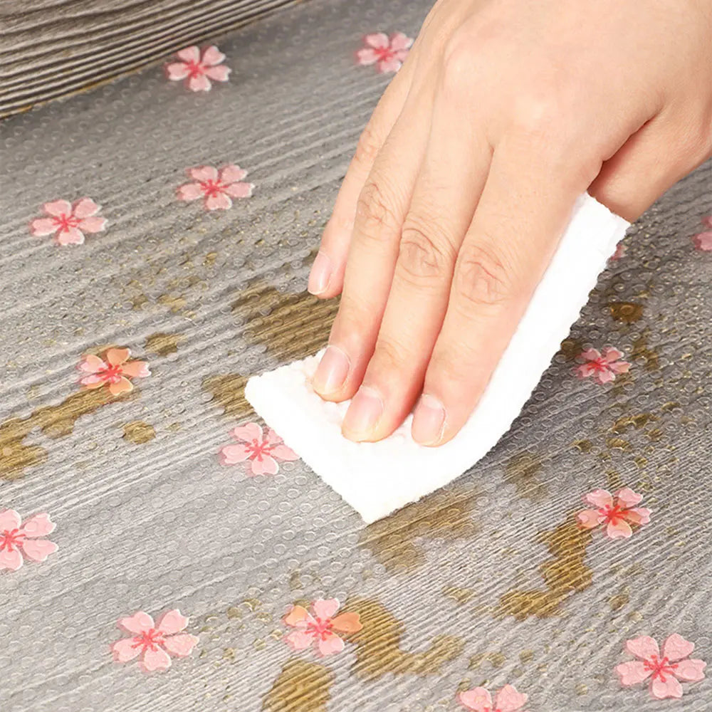 tapis protection meuble blanc rose fleurs texture bulle moderne adhésif easy clean eva 100x45cm