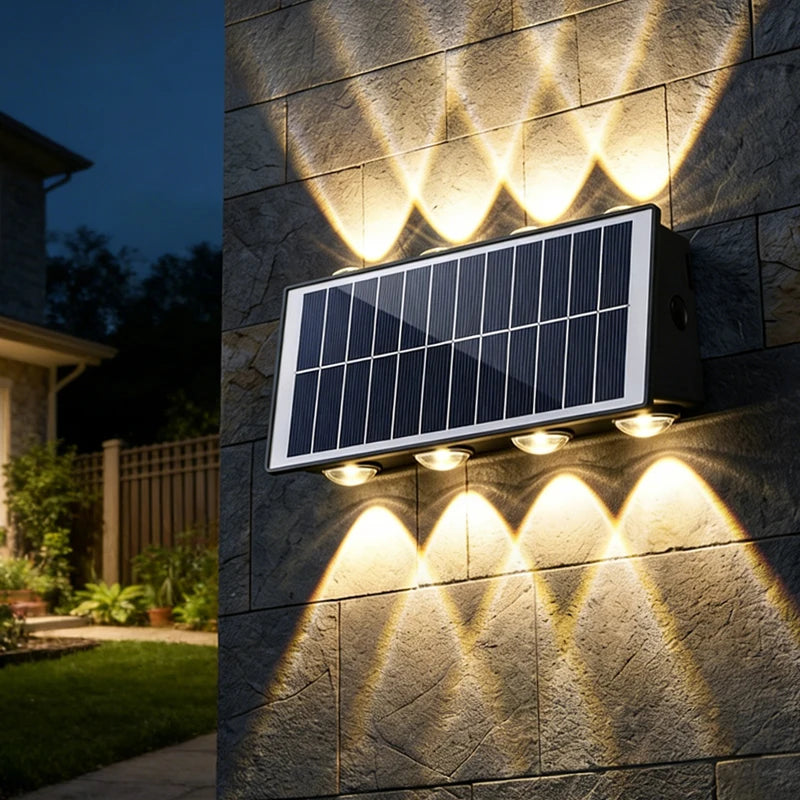 applique murale solaire moderne led led led ip66 étanche noir cellules photovoltaïques