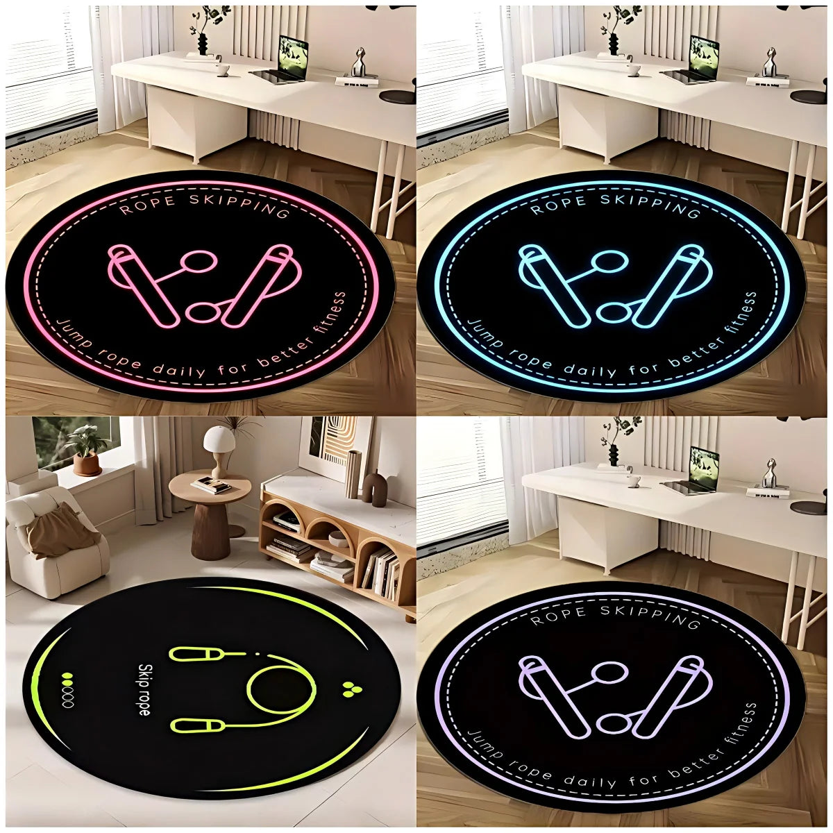 tapis rond moderne décoration intérieur salon chambre maison motif floral peluche doux antidérapant polyester