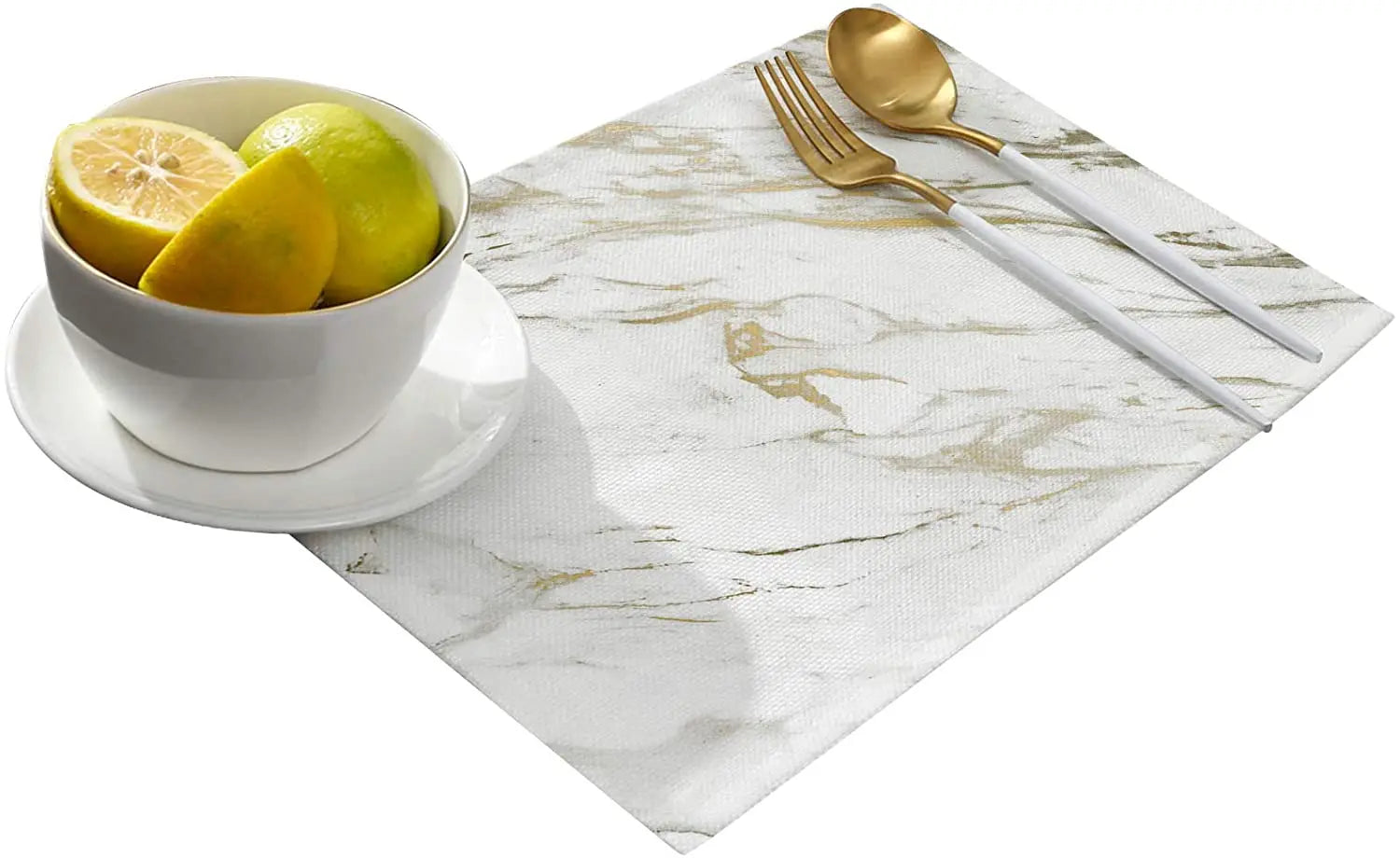 Lot de 4 sets de table antidérapants marbre blanc or