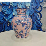 vase orange rose vert jaune fleurs bleues classique décoration maison hydroponique arrangement fleurs