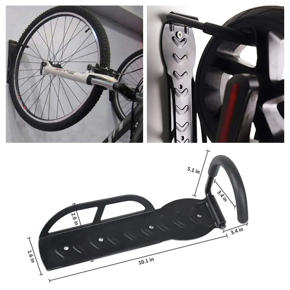 crochet mural scooter électrique vélo noir texturé rainures horizontales fixation vis minimaliste fonctionnel