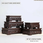 support d'affichage bois sculpté artisanal marron foncé décoration vintage pastoral