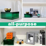 boîtes rangement transparentes réutilisables moderne vert bleu orange violet respectueux environnement pliables cosmétiques objets