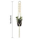 support plante suspendue macramé boho panier blanc noeuds réguliers artisanal pot fleuri