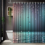 rideau douche moderne multicolore effet gouttes d'eau opacité anneaux suspension crochets durables
