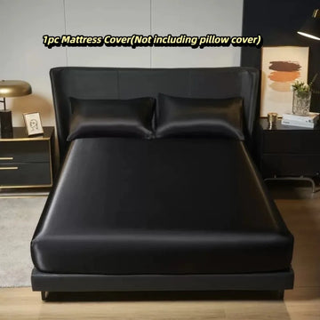 housse lit satinée gris clair moderne ajustement matelas 90x200cm coton polyester