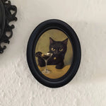 décoration murale cadre photo ovale noir chat cocktail classique gothique bar amusant