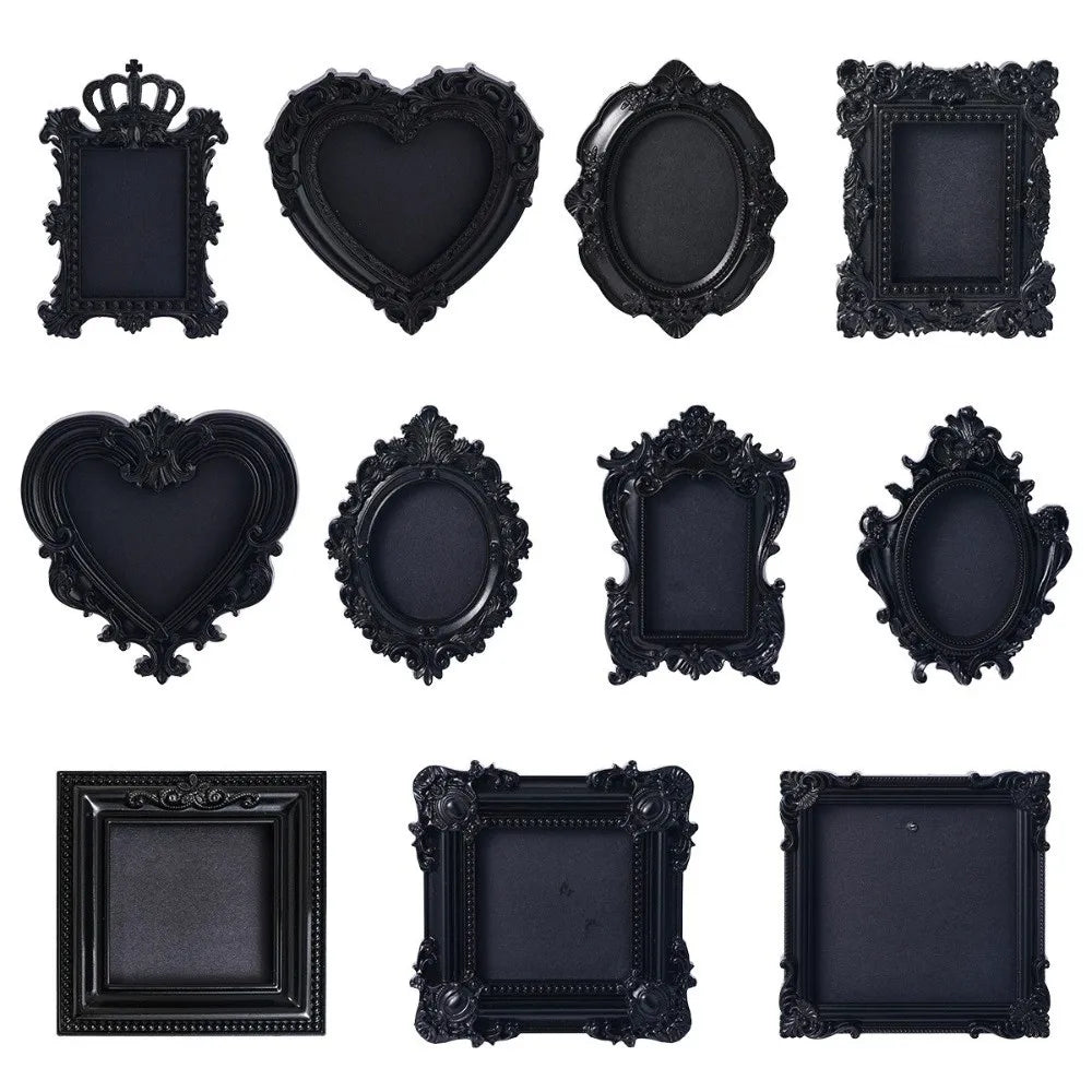cadres photo décoratifs ornementés baroques suspendus vintage gothique élégants noirs or