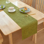 nappe lin texturée gris rouge bleu vert orange moderne décoration intérieure table assiettes thé