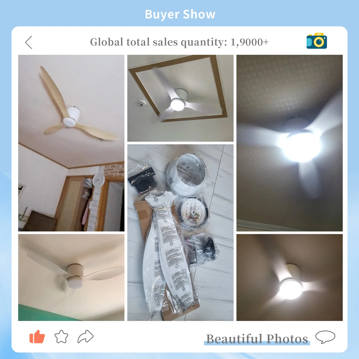 ventilateur led moderne vitesses télécommande noir blanc boisclair