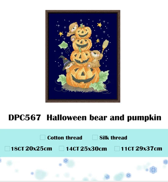 Kit broderie animaux hiver fruits instructions toile fil coton soie