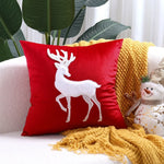 housse coussin velours noël arbre flocons good night rouge vert decoration carré tufted polyester