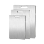 planche découper acier inoxydable moderne 39cm 28cm lisse brossée poignée intégrée cuisine utilitaire