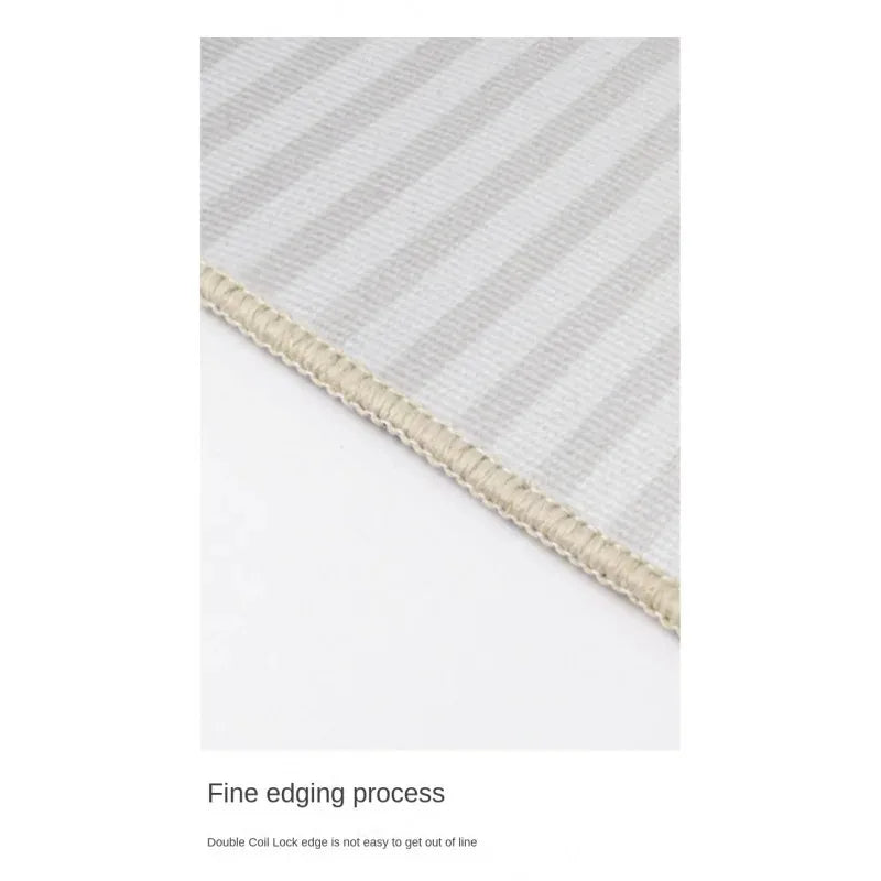tapis moderne rayé beige gris tissage bordure anti dérapant polyester durable intérieur prière